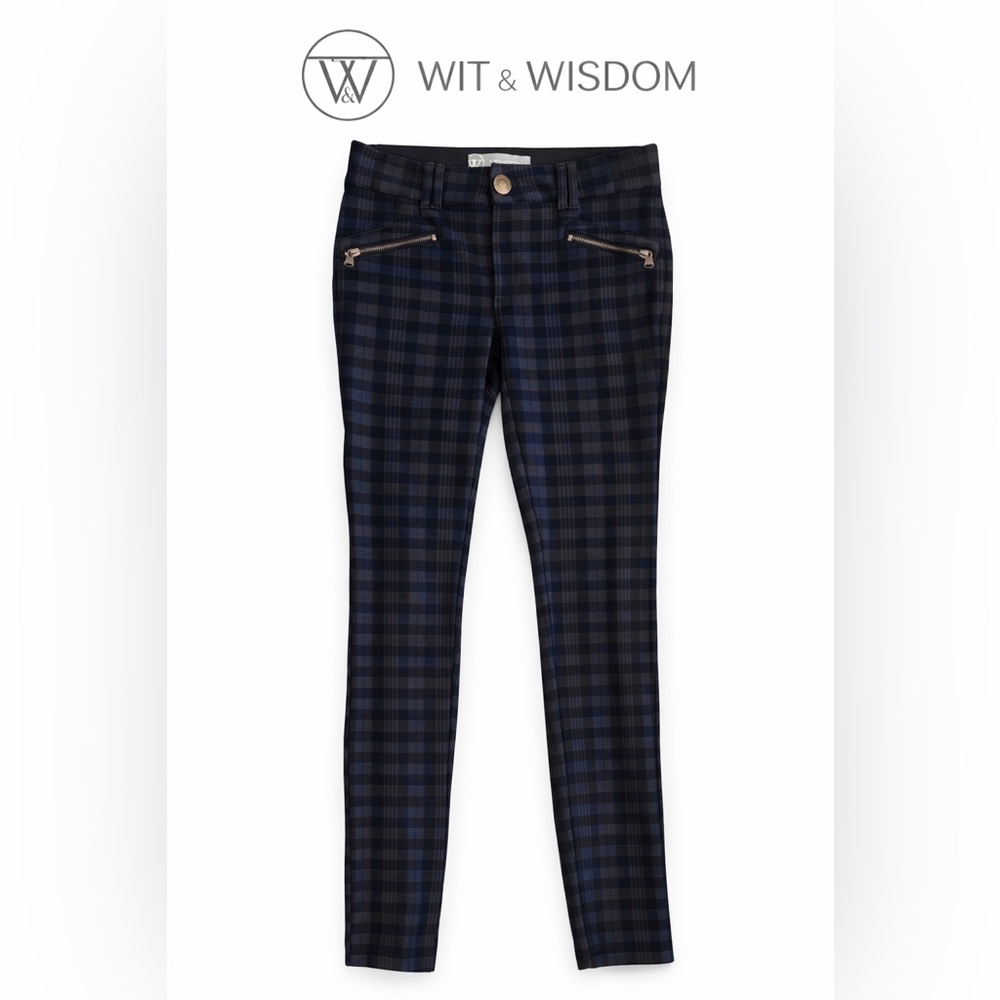 Wit & Wisdom Plaid Ponte Pants Size 2 Stretch Slim Office Career
